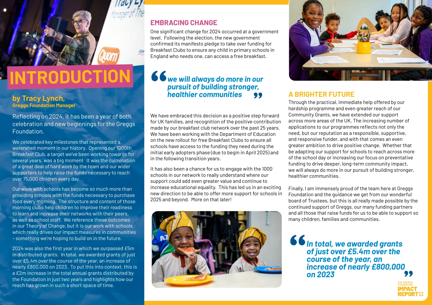 Impact report introduction spread