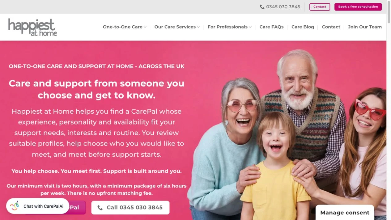 Happiest at Home website in a desktop screen
