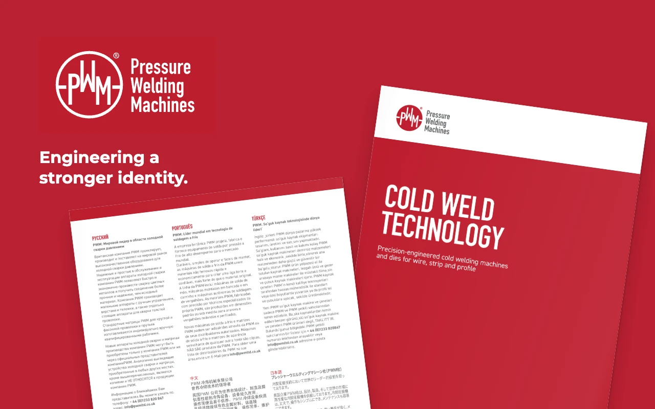 PWM red identity applied to product brochure design